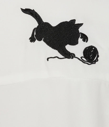Banned White & Black Cat Sophie Blouse