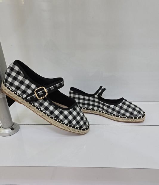 Black Gingham Mary Jane Flats