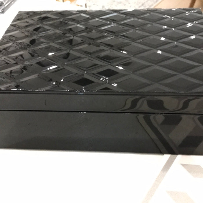 Black glass diamond box large