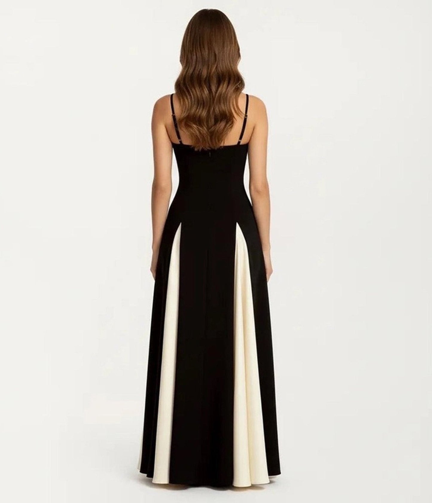 Black & Ivory Stripe Bridesmaid Gown