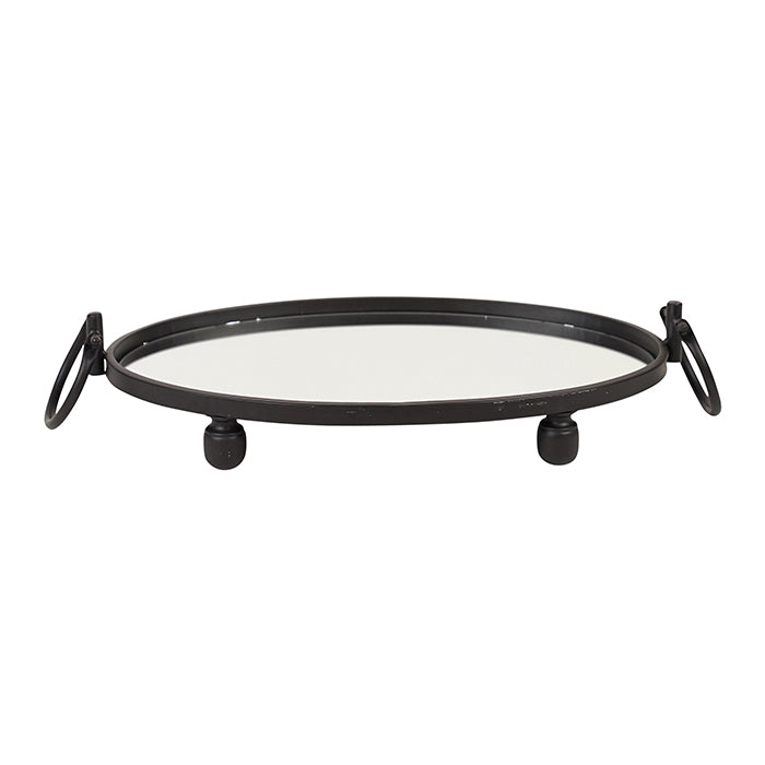Black Oval Mirror Tray