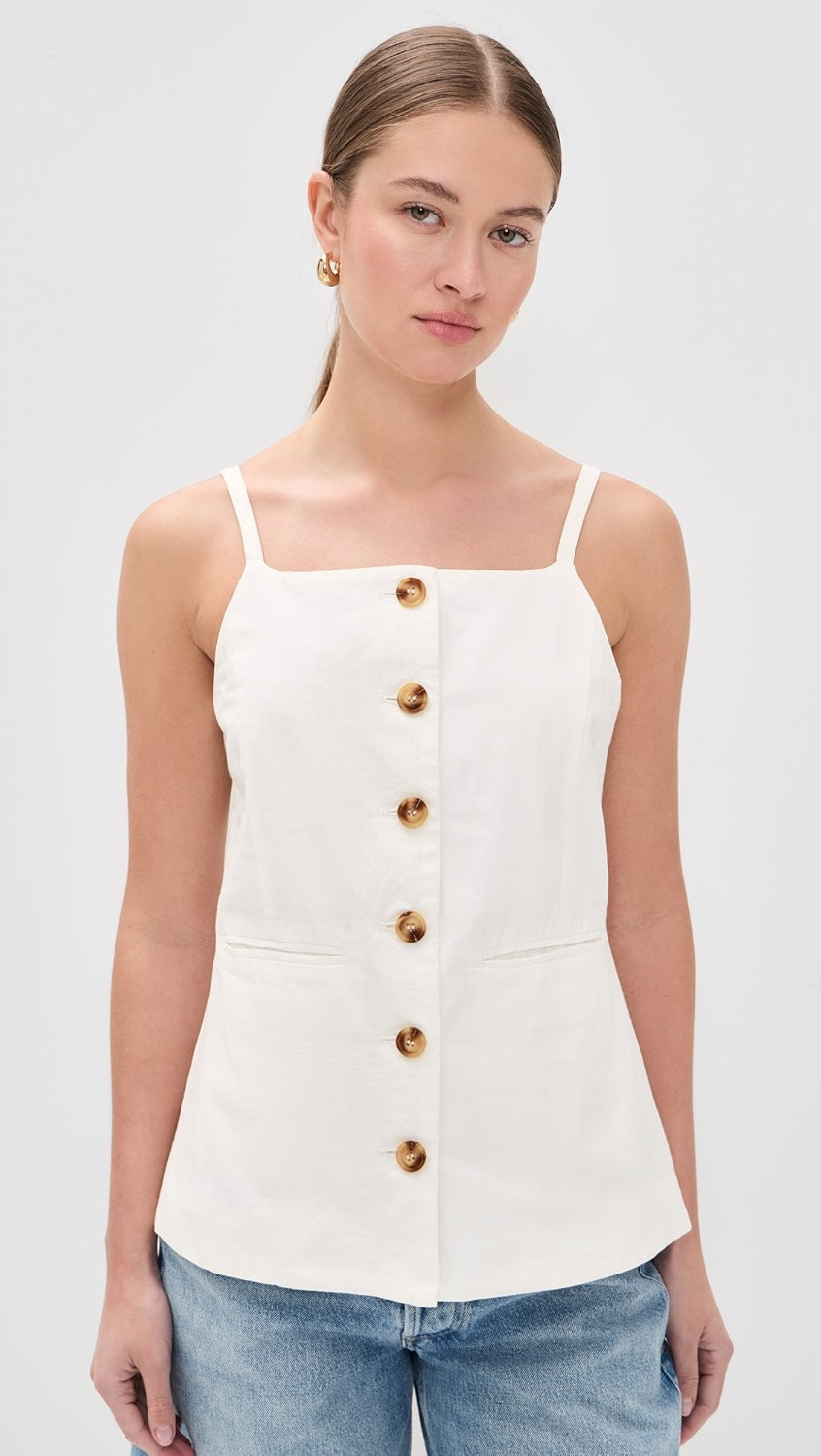 Blank NYC Cloud Burst Button Up Linen Top