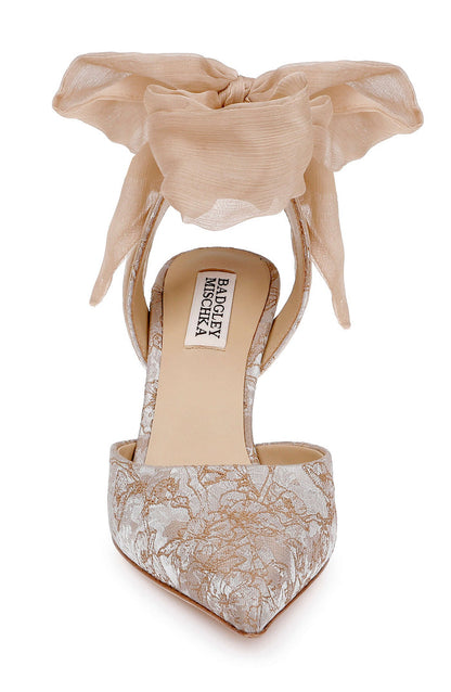 Tan | Blaze II Satin Ankle Wrap Stiletto Pumps Front