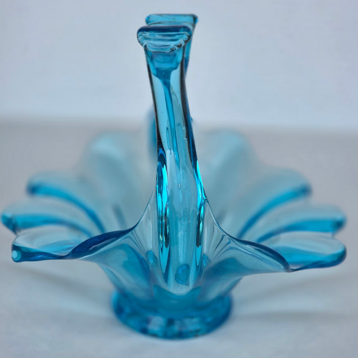 Blue art glass basket Italy