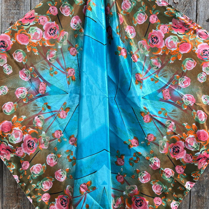 Blue & Pink Roses Wild Rag/Scarf