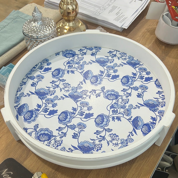 Blue / White Round Tray