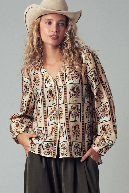 Bohemian Floral Frame  Blouse