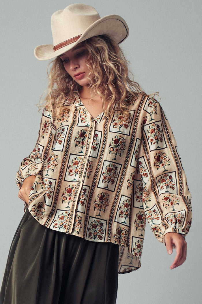 Bohemian Floral Frame  Blouse