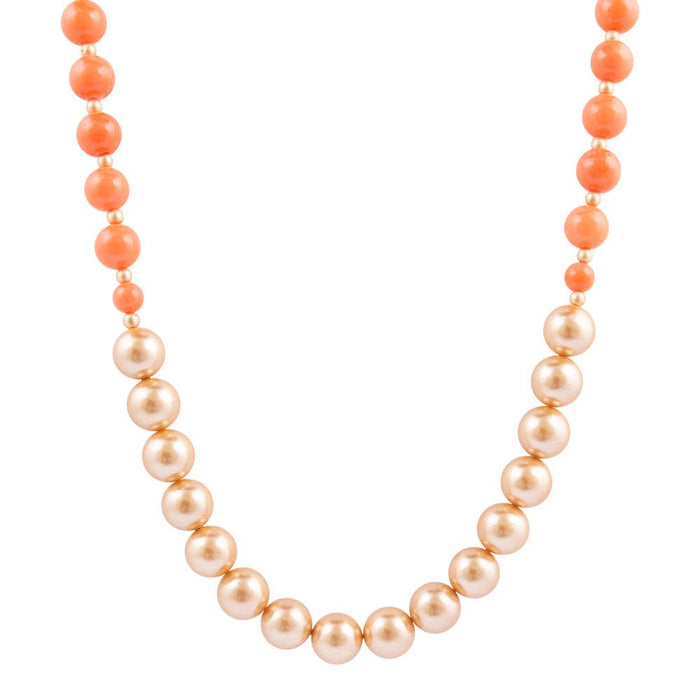 Bordeaux Orange Coral Golden Long Necklace