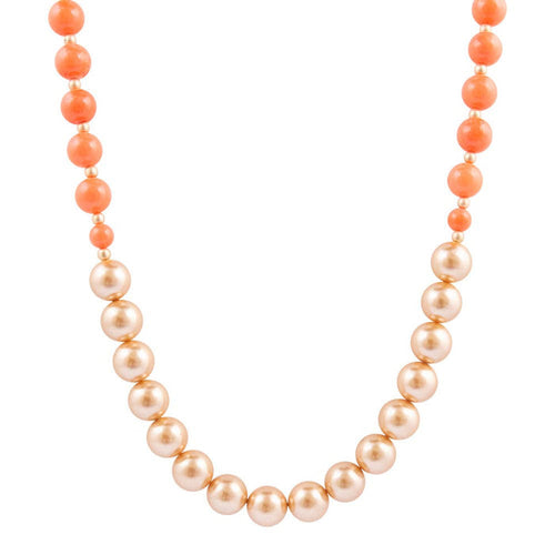 Bordeaux Orange Coral Golden Long Necklace