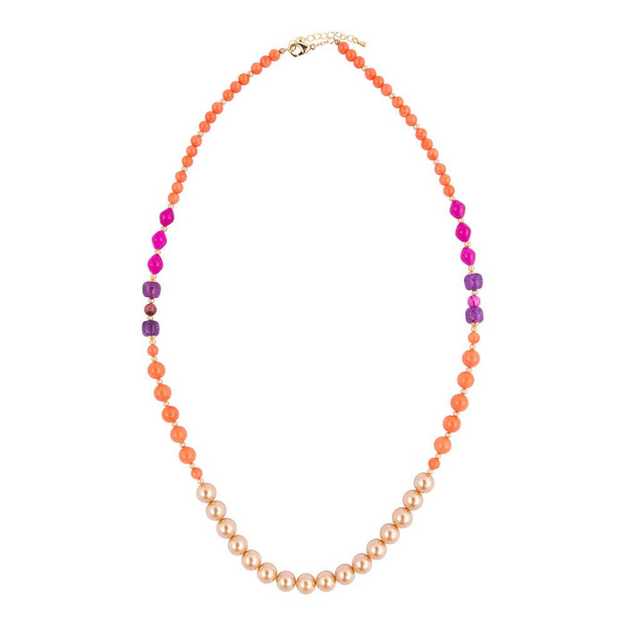 Bordeaux Orange Coral Golden Long Necklace