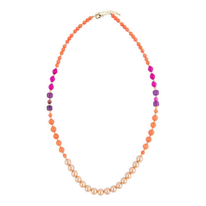 Bordeaux Orange Coral Golden Long Necklace