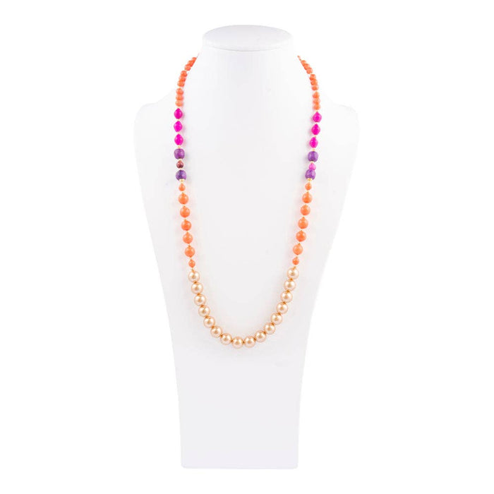 Bordeaux Orange Coral Golden Long Necklace