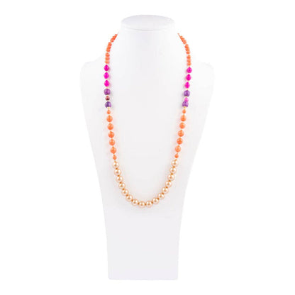 Bordeaux Orange Coral Golden Long Necklace