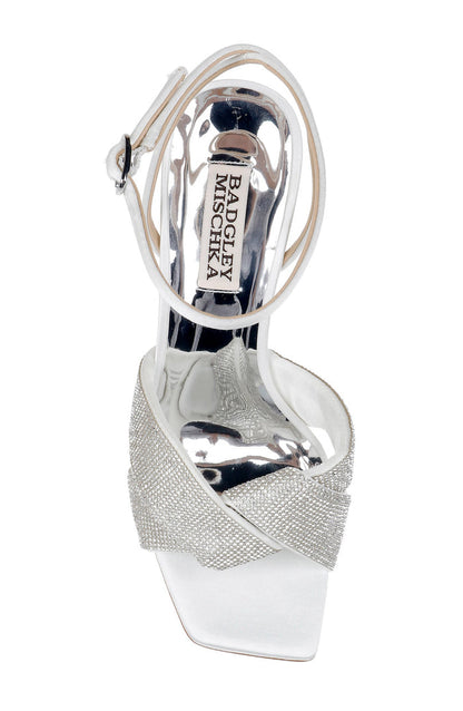 White | Brinlee Studded Satin Sandal