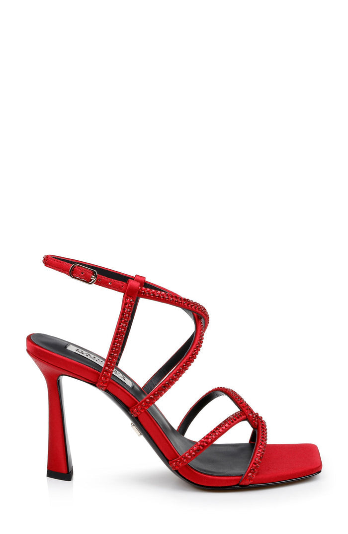 Red | Brooke Strappy Bejeweled Stiletto Sandal