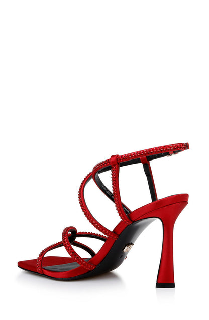 Red | Brooke Strappy Bejeweled Stiletto Sandal