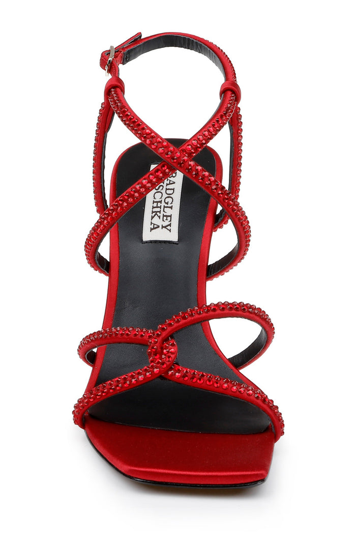 Red | Brooke Strappy Bejeweled Stiletto Sandal