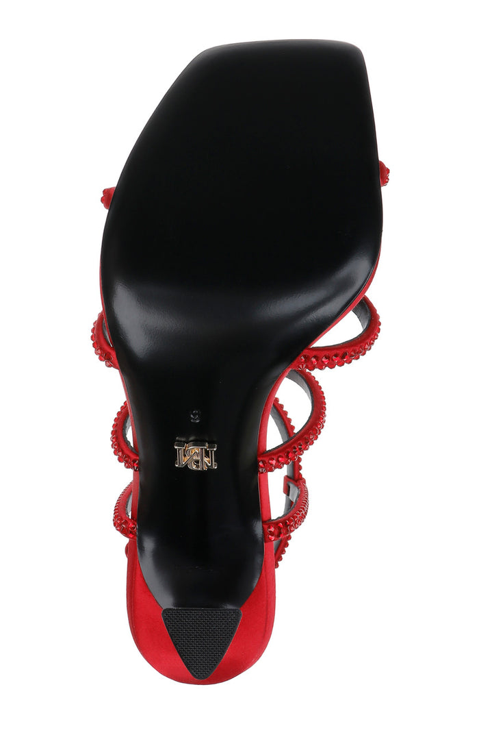 Red | Brooke Strappy Bejeweled Stiletto Sandal