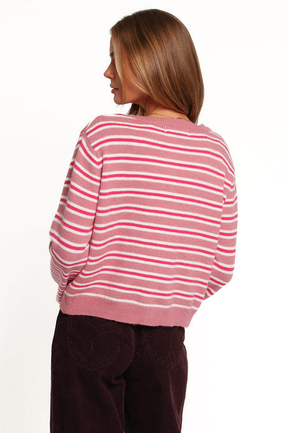 KNITWEAR Brynn Cardigan - Pink Stripe