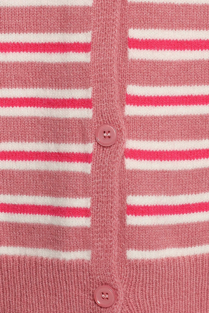 KNITWEAR Brynn Cardigan - Pink Stripe