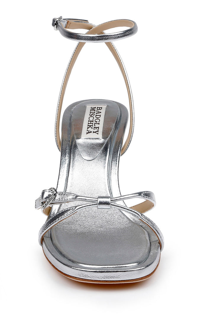 Silver | Brynna Leather Sandals with Heart Buckle