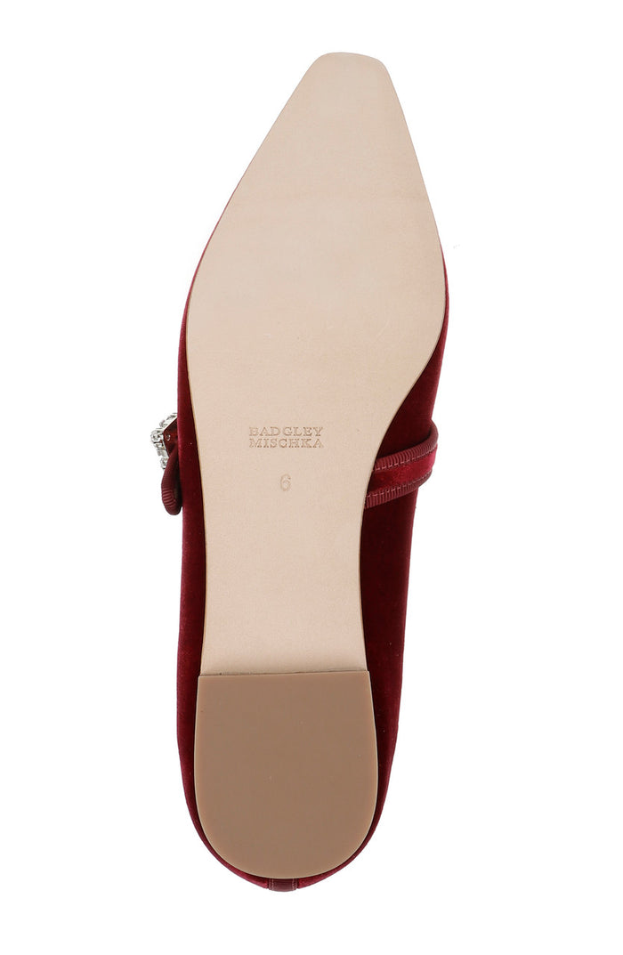 Red | Brystol Ballerina Flats with Crystal Buckle
