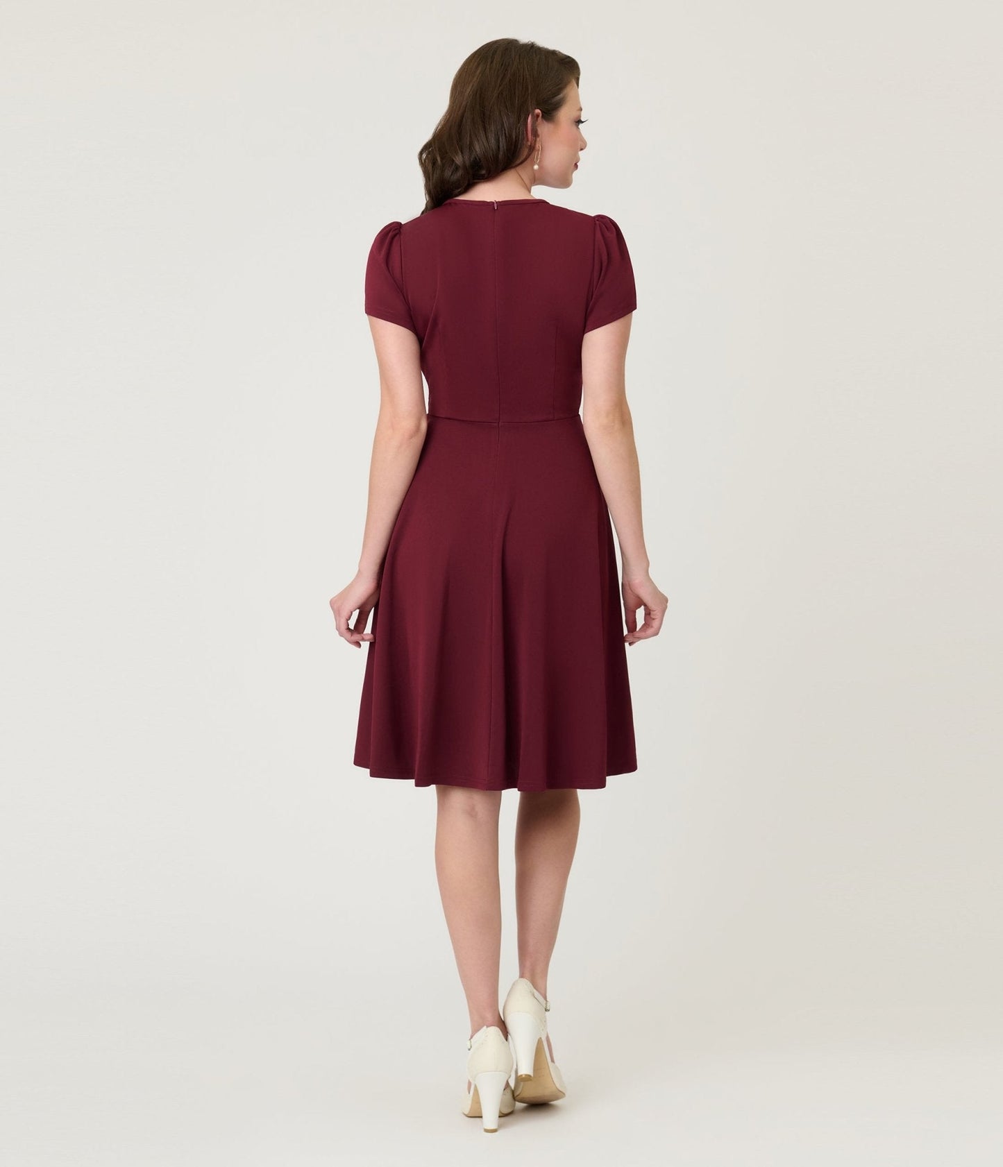 Burgundy Fit & Flare Dress