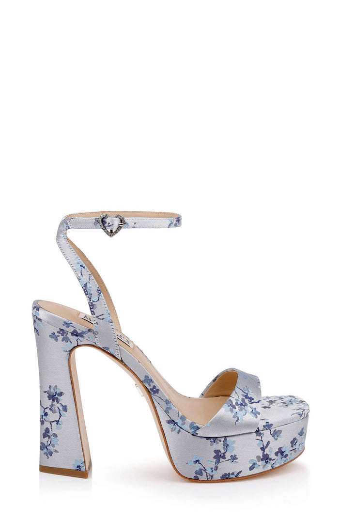 Light Blue | Caia Platform Sandal with Heart-Shaped Buckle Side