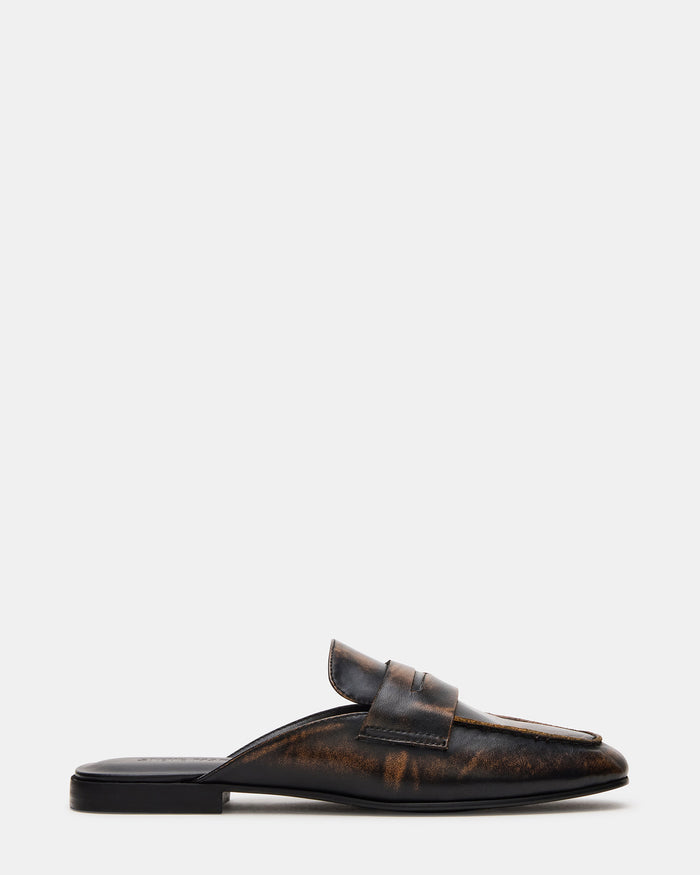 CALEB Brown Distressed Women's Slip-On Mule Flat | Steve Madden