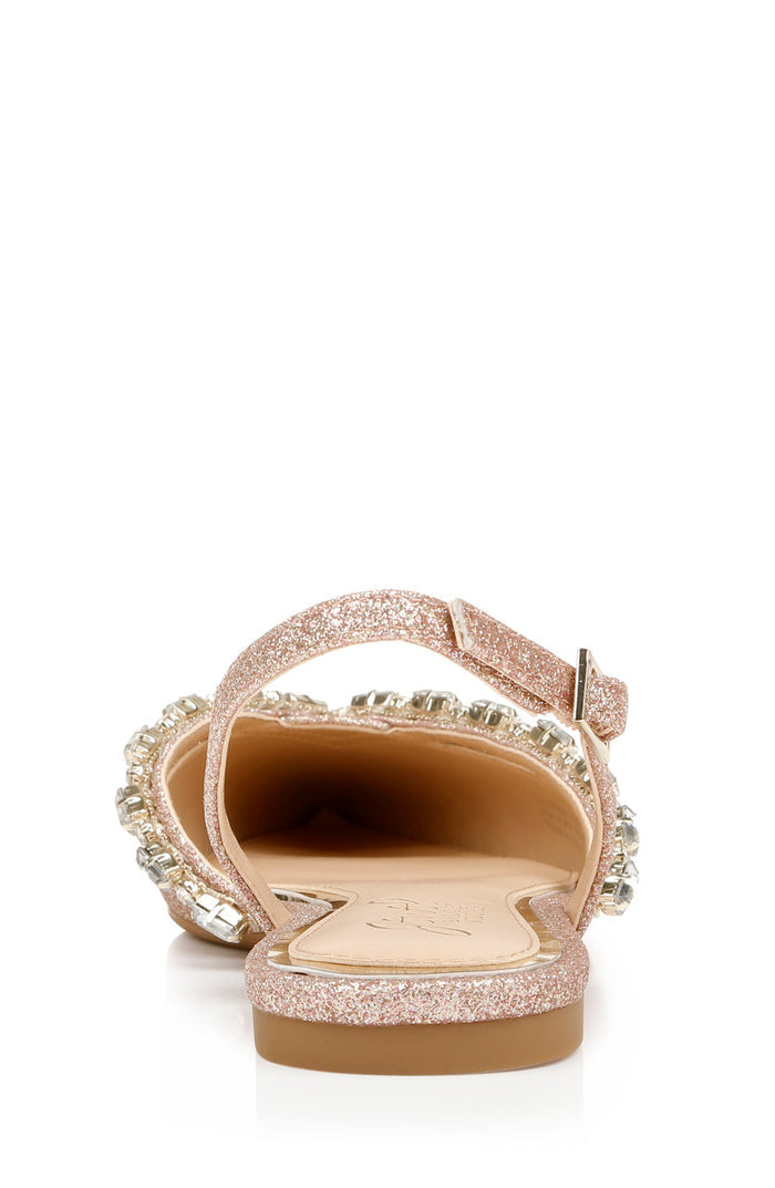 Rosegold Glitter Camden Pointed Flat Heel Counter