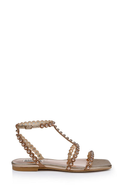 Bronze | Cami Pearled Gladiator Flat Sandal