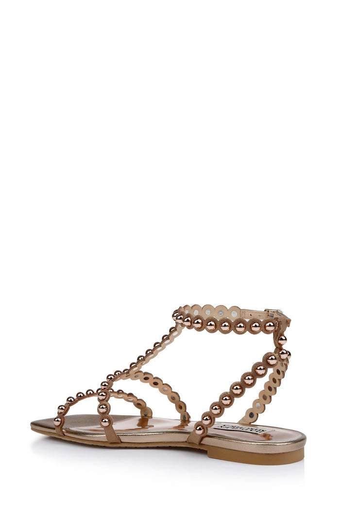 Bronze | Cami Pearled Gladiator Flat Sandal