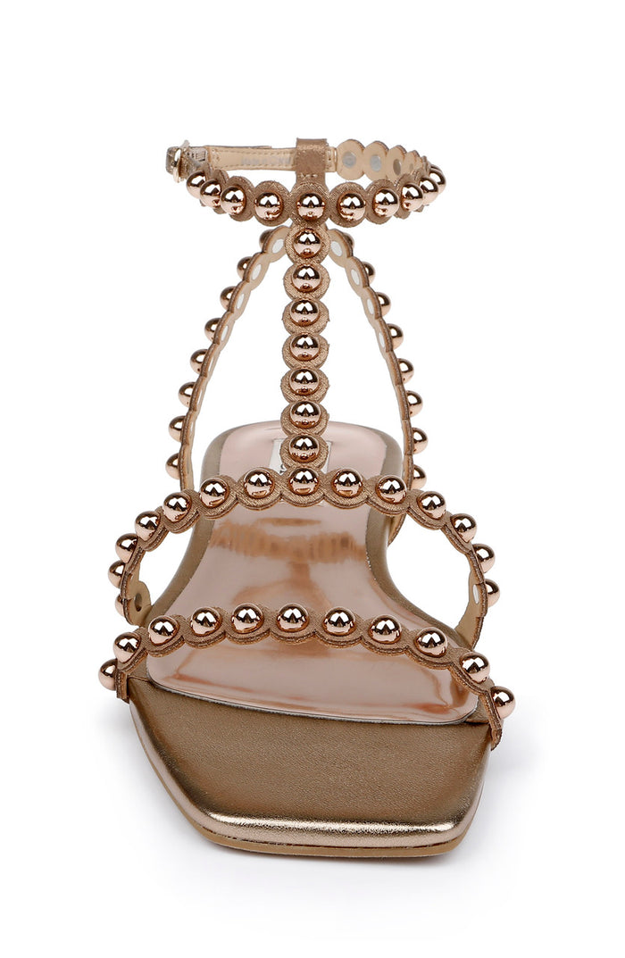 Bronze | Cami Pearled Gladiator Flat Sandal