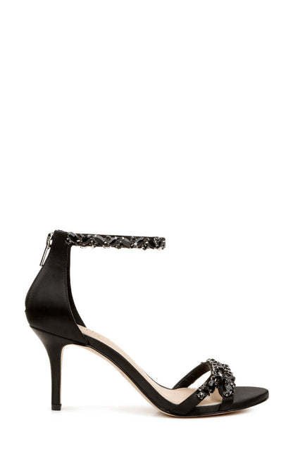 Black | Caroline Embellished Strap Evening Shoe