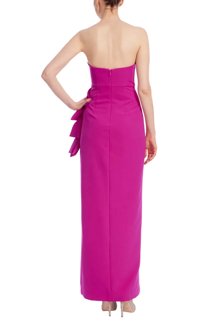 Hot Pink | Caroline Strapless Column Gown Back