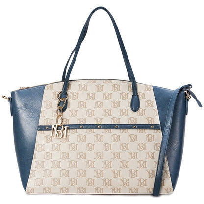 Navy | Caroline Vegan Leather Tote Weekender Travel Bag Front