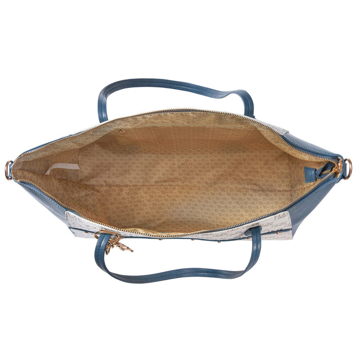 Navy | Caroline Vegan Leather Tote Weekender Travel Bag Open
