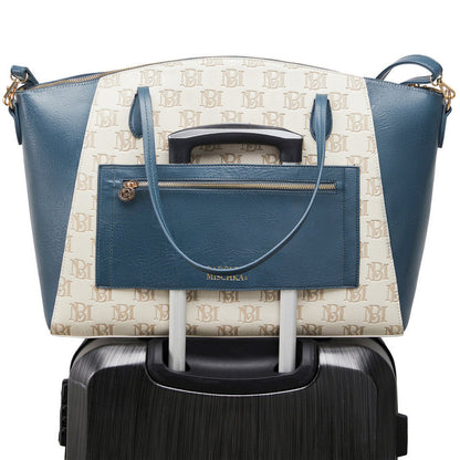 Navy | Caroline Vegan Leather Tote Weekender Travel Bag Alt 1