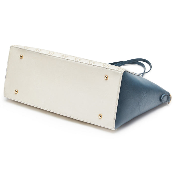 Navy | Caroline Vegan Leather Tote Weekender Travel Bag Bottom