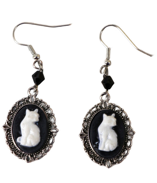 Cat Cameo Earrings