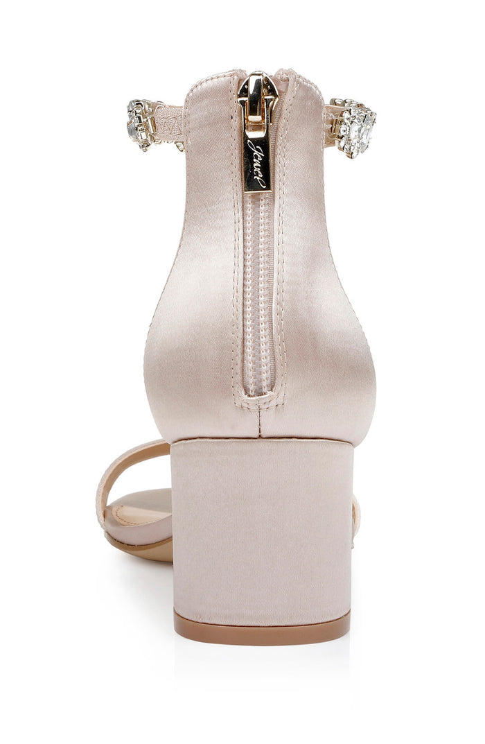 Champagne Catalina Open Toe Block Heel Heel Counter