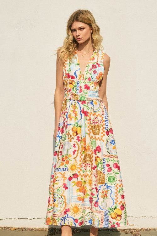 Picnic Print Summer Maxi Dress
