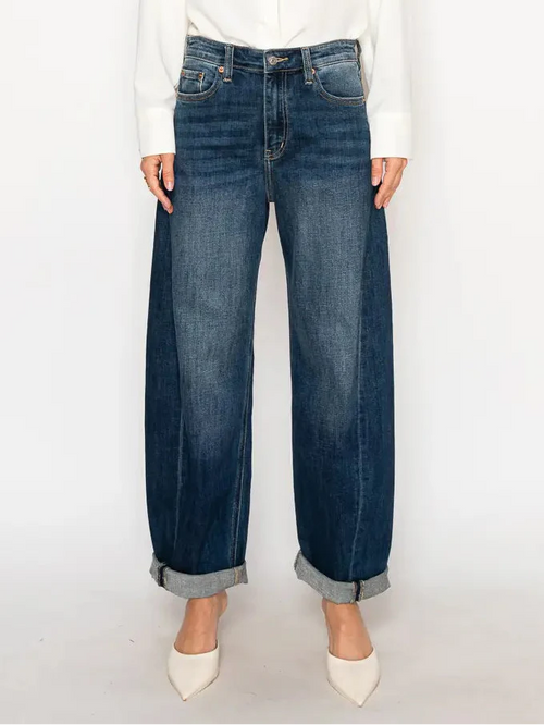 High Rise Relaxed Tapered Barrel Jean
