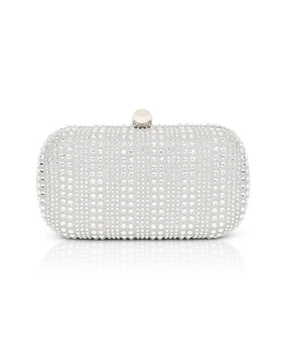 Silver | Christy Micro Glitter and Crystal Minaudiere