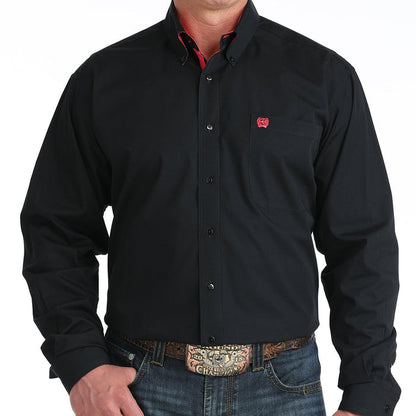 Cinch Men's L/S Classic Fit Button Down Western Shirt in Black/Pink