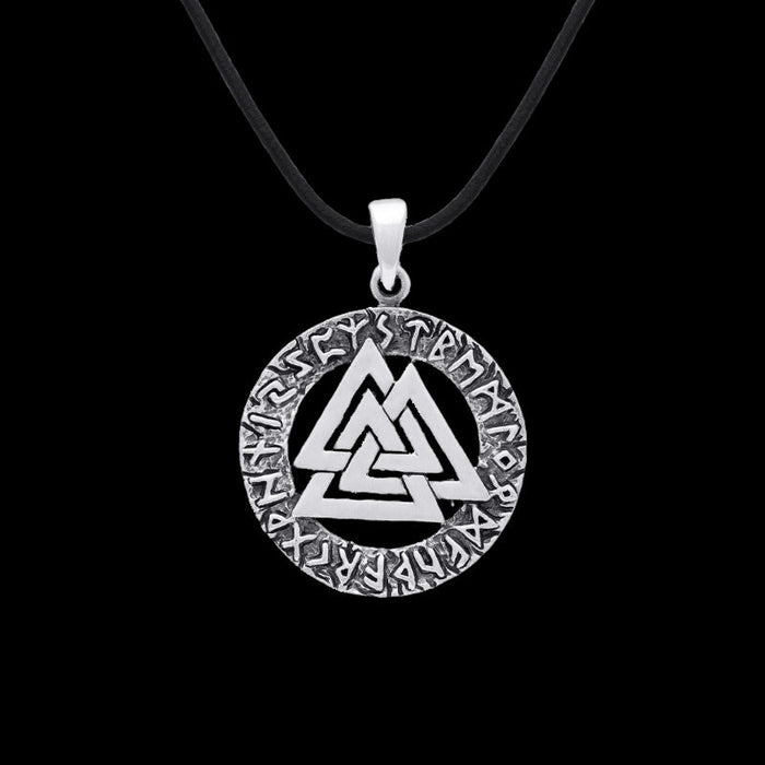vkngjewelry Pendant Valknut Futhark Circle Sterling Silver