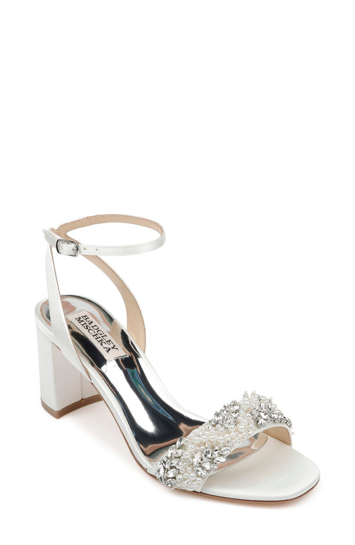 Soft White | Clara Embellished Strap Evening Shoe