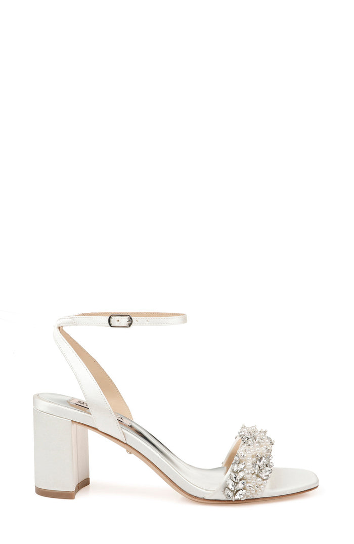 Soft White | Clara Embellished Strap Evening Shoe