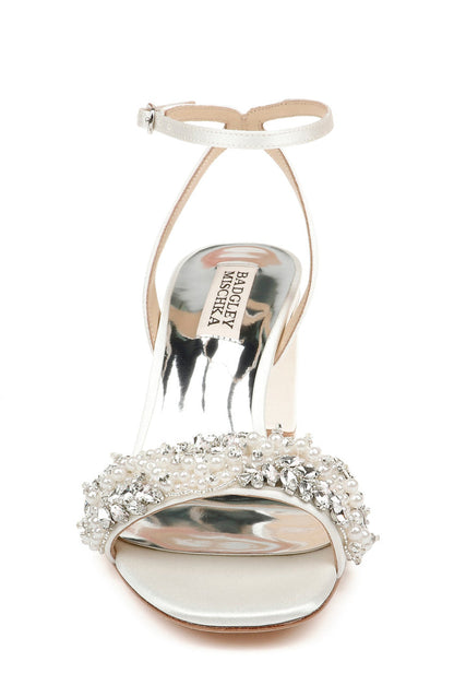 Soft White | Clara Embellished Strap Evening Shoe